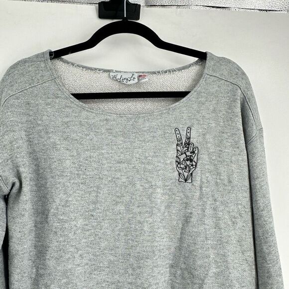 Livy Lu Women's Knit Long Sleeve Pullover Cropped Sweatshirt Gray Size Large‎ - Picture 3 of 10